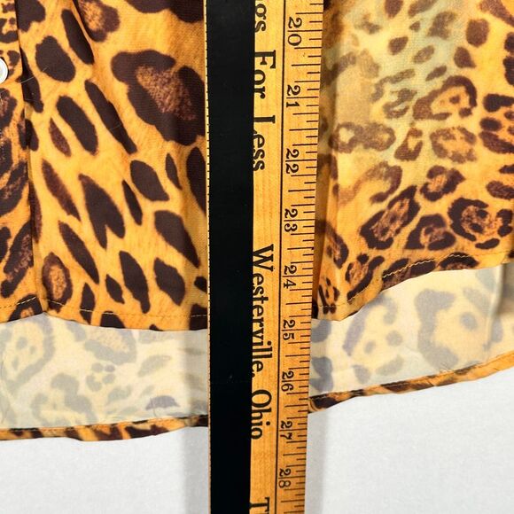 TAHARI Animal Print Dress Shirt Leopard Cheetah Print Womens L NWT - Picture 7 of 9